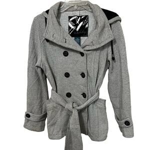 Sebby‎ Tweed like Double Breasted Pea Coat Jacket Sz Small Gray Soft